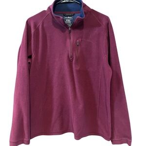 LL Bean Mens Mountain Classic Fleece Pullover Burgundy Quarter Zip 280962 M REG